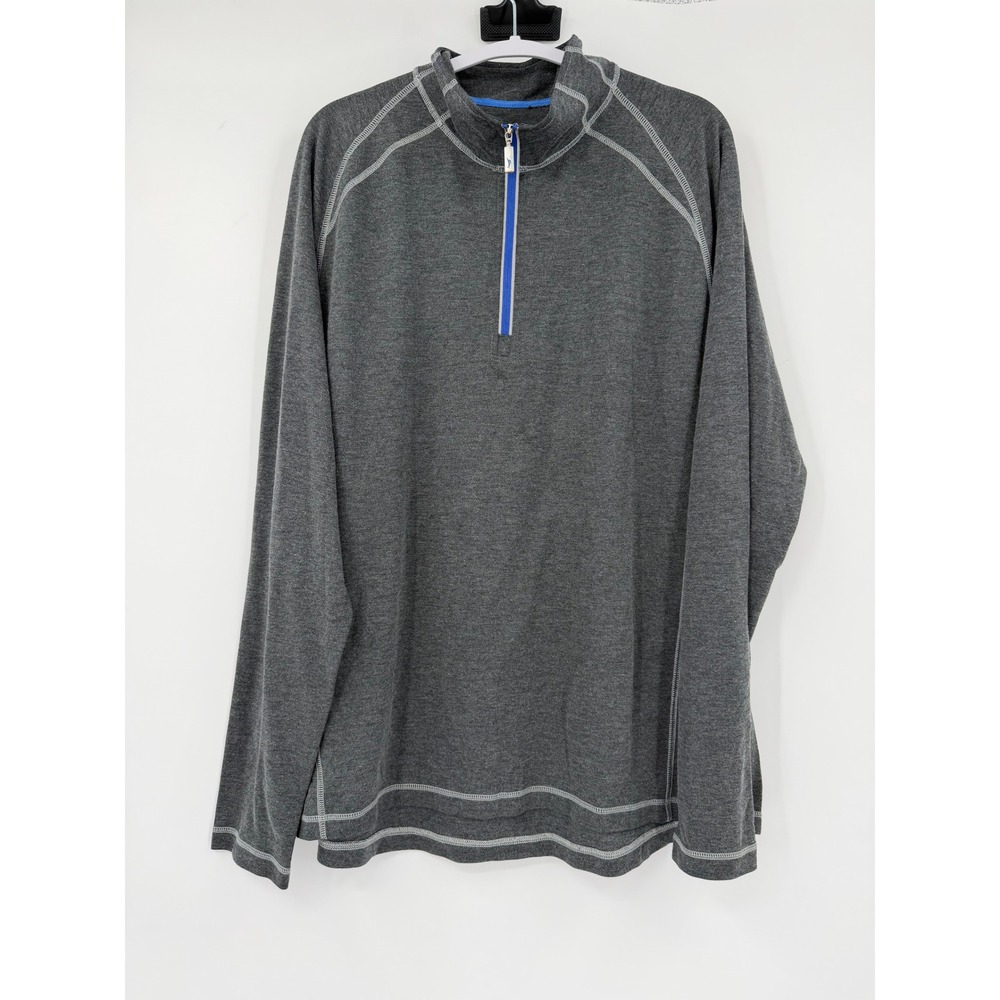 Tommy Bahama Mens XL Charcoal Gray Heather Quarter Zip Pullover Sweatshirt